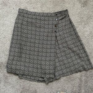 Vintage Paquette Woman Black White Geometric Print Button Front Skirt 2X